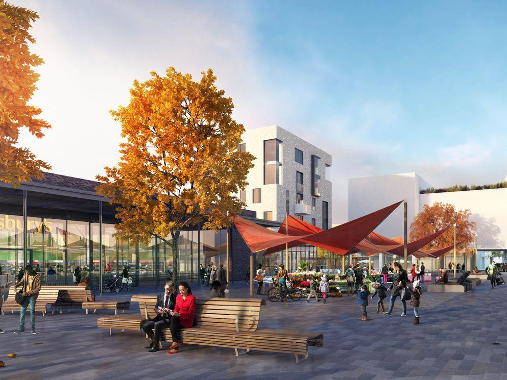 Lot 1 which is the supermarket image situated in the market square (credit Aecom).