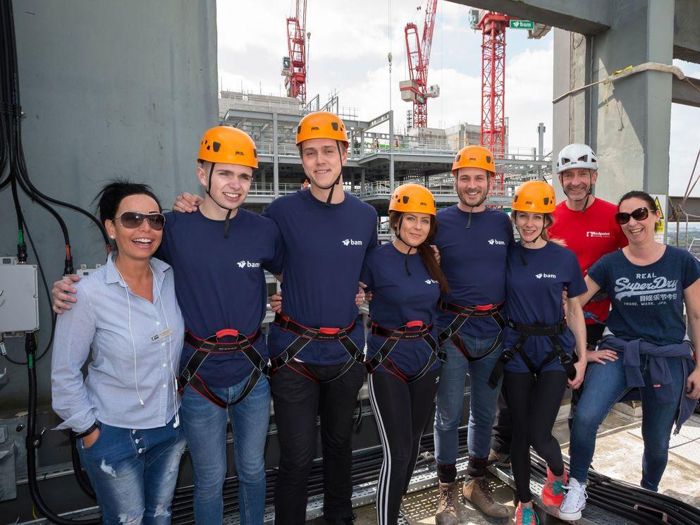 BAM’s Three Snowhill team abseils 200 feet to help Birmingham homelessness charity