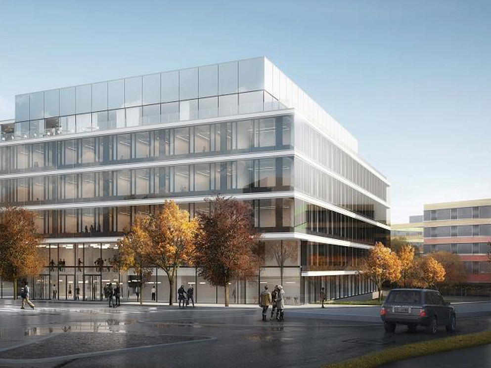 Ansicht von der Gabelung Klingelberg-/Schanzenstrasse. Nickl & Partner Architekten AG.