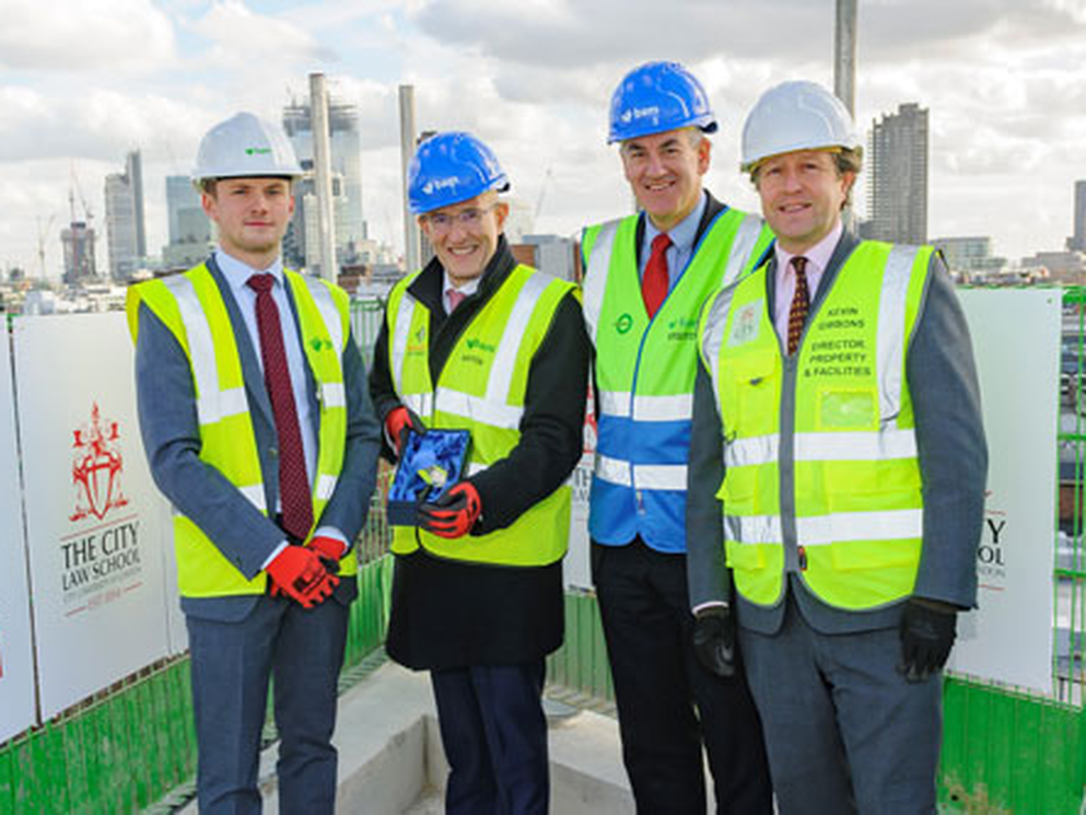 Seventh floor of City Law School building construction celebrated with topping out ceremony