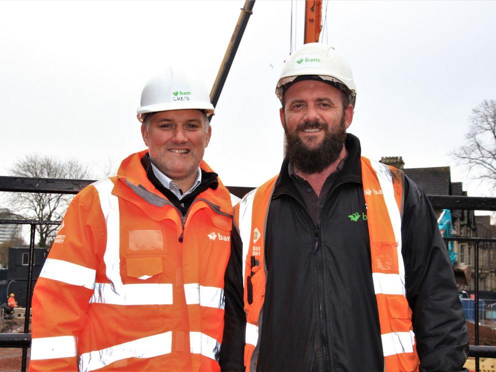 Christian Parton, project manager for BAM (left), with Craig Taylor, gateman (right).