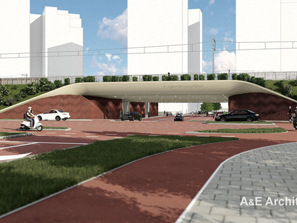 De nieuwe onderdoorgang Amstelstroomlaan bij station Amsterdam Amstel. A&E Architecten.