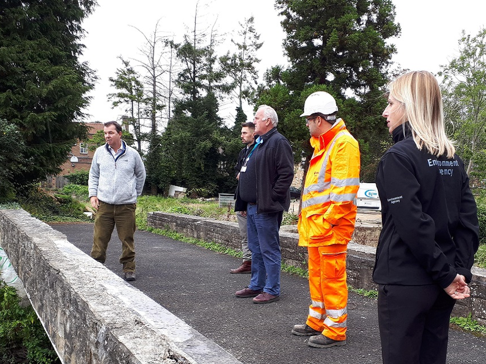 Hexham MP Guy Opperman is shown around Ponteland Flood Scheme. Image: Environment Agency.