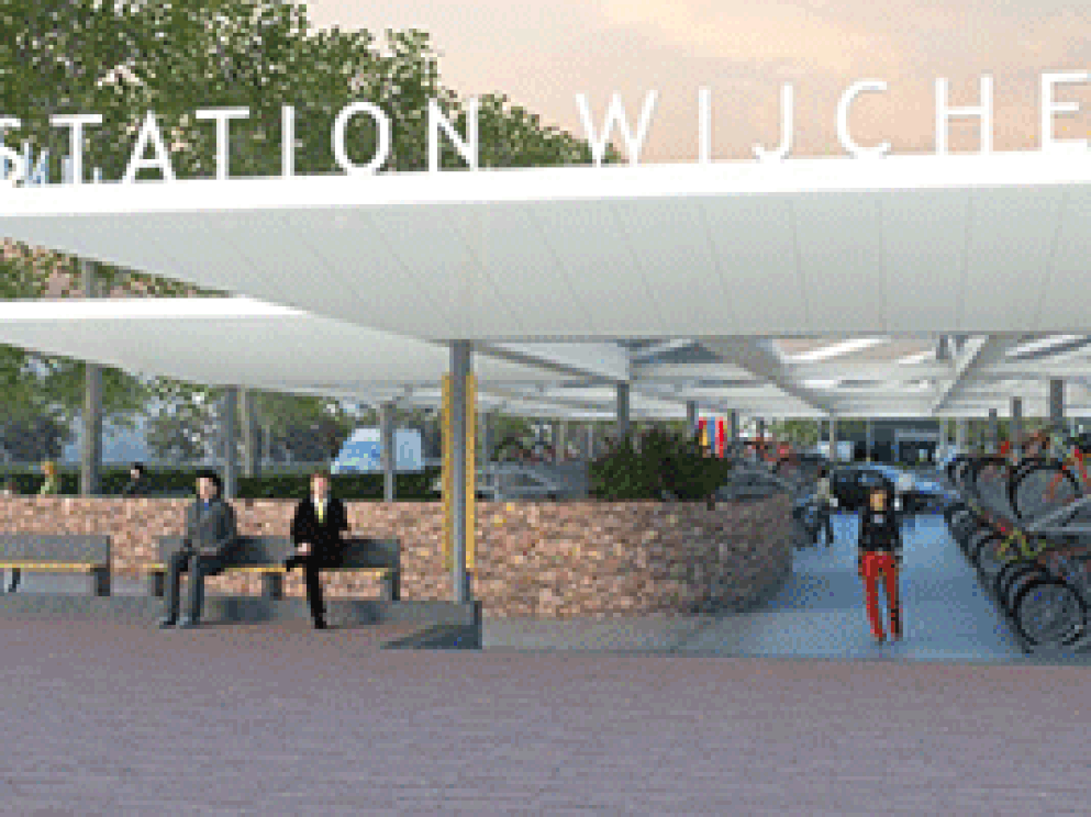 Artists impression - parkeergarage en fietsenstalling station Wijchen
