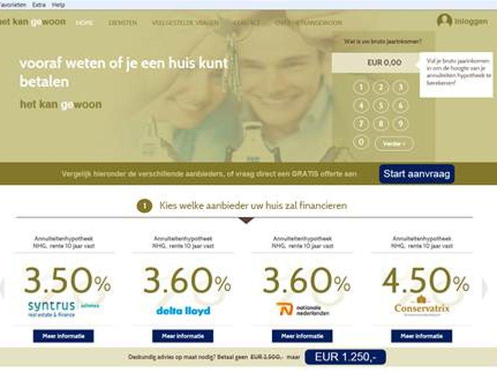 Screenshot hypotheekportal hetkangewoon.nl