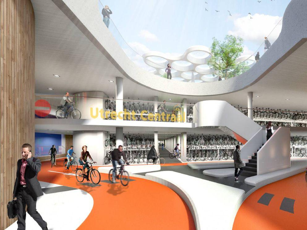 Artist impression grootste fietsenstalling Utrecht