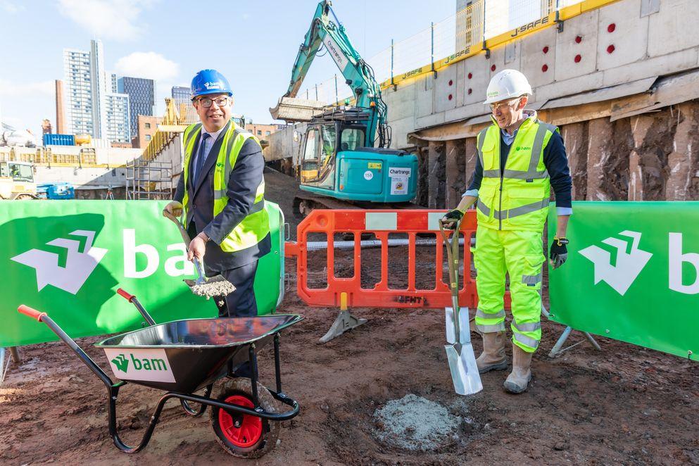 Minister Jeremy Quin breaks ground on new First Street Hub in Manchester.