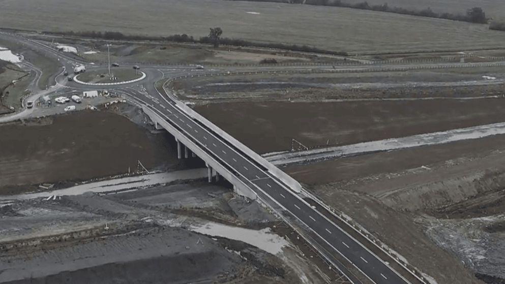 Aerial view of the new A41 bridge between Waddesdon and Aylesbury