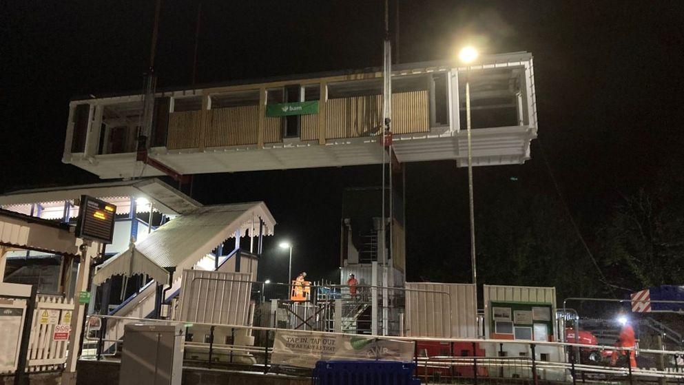 Important milestone reached as bridge deck and temporary staircases installed for new footbridge at St Erth