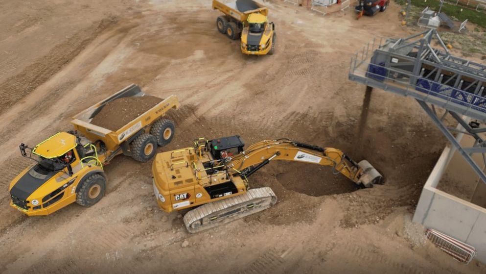 Aerial view with a digger
