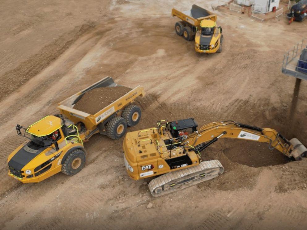 Aerial view with a digger