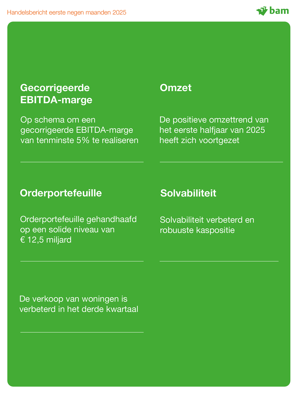Handelsbericht eerste negen maanden 2025